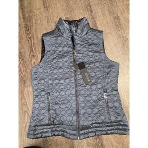 Renuar NWT Indigo Blue Black Reversible Full Zip Women's Vest Size Large